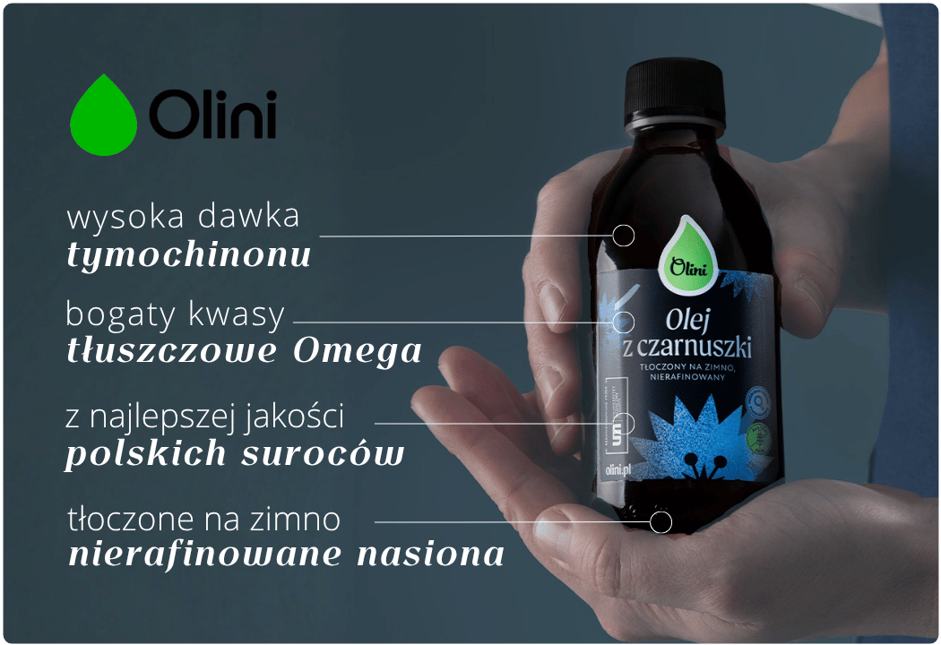 Olej z Czarnuszki Tłoczony na Zimno Nierafinowany - Kwasy Tłuszczowe Olini