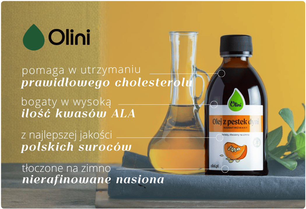 Olej z Pestek Dyni Nierafinowany Tłoczony na Zimno Olini