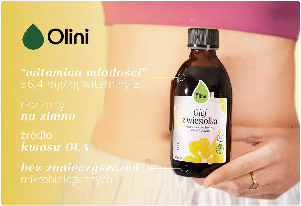 Olej z Wiesiołka Tłoczony na Zimno Nierafinowany - Kwasy Tłuszczowe Olini
