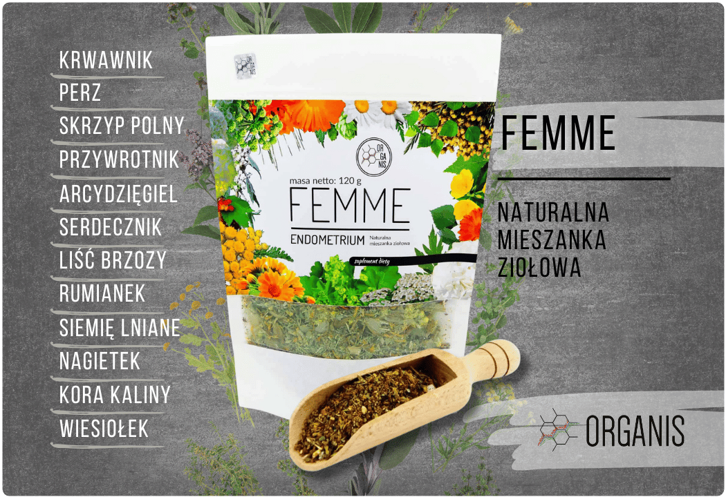 Femme Endometrium Naturalna Mieszanka Ziołowa 120 g Organis