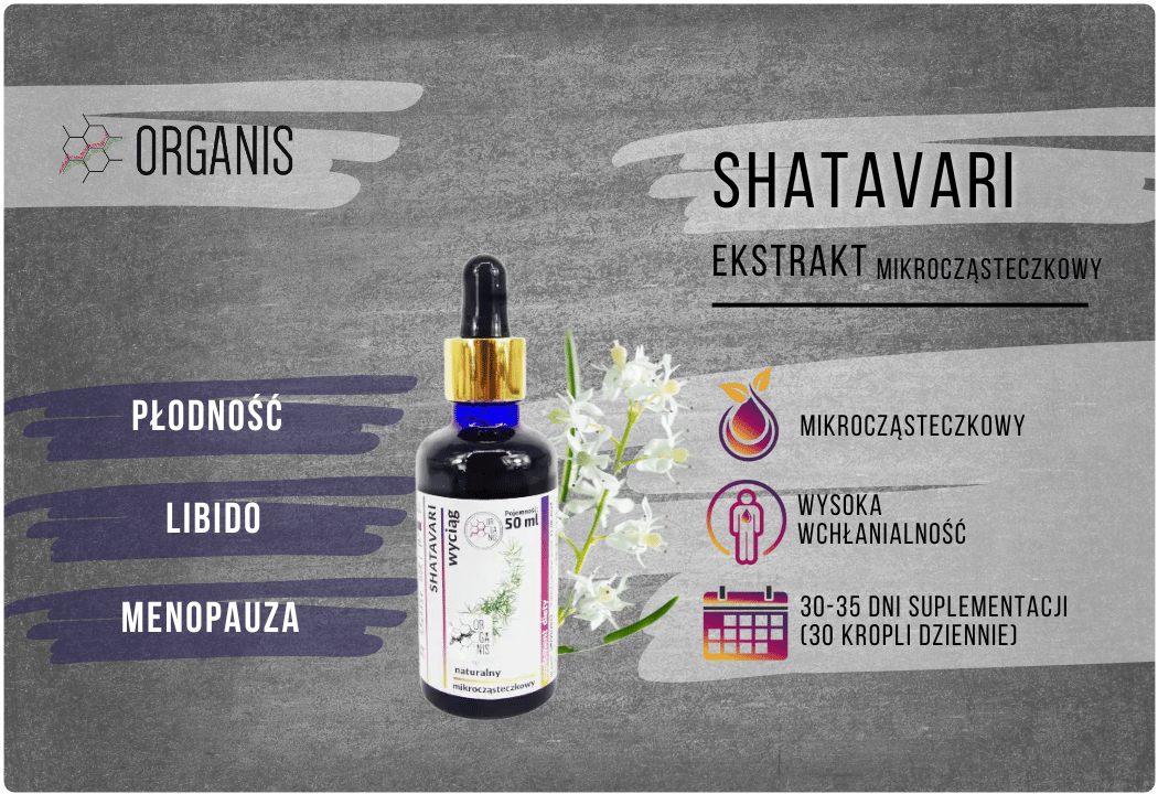 Shatavari Naturalny Ekstrakt Mikrocząsteczkowy 50 ml Organis