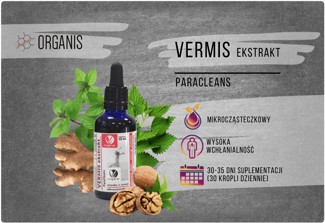 Vermis ParaCleans Naturalny Ekstrakt Ziołowy Mikrocząsteczkowy 50 ml Organis