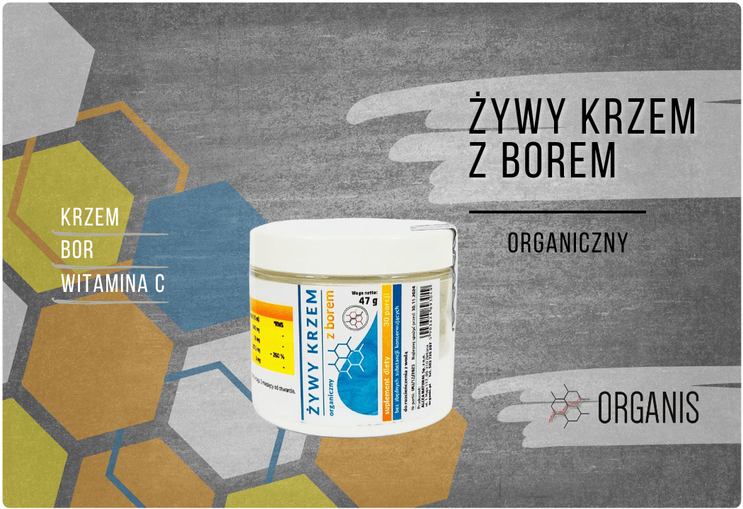 Żywy Krzem z Borem Organiczny Proszek 47 g Organis