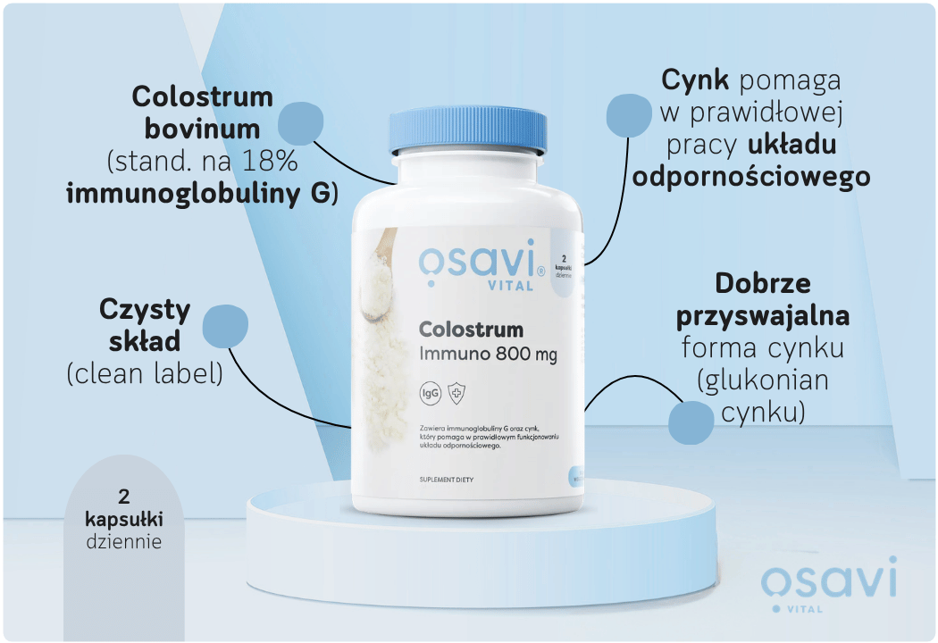 Colostrum Immuno 800 mg Siara Bydlęca Cynk Osavi 