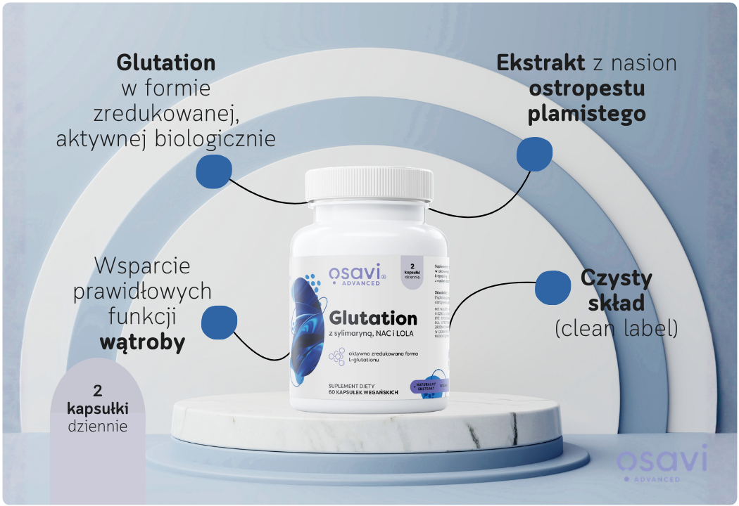 Glutation z Sylimaryną NAC i LOLA (60 kaps) Osavi