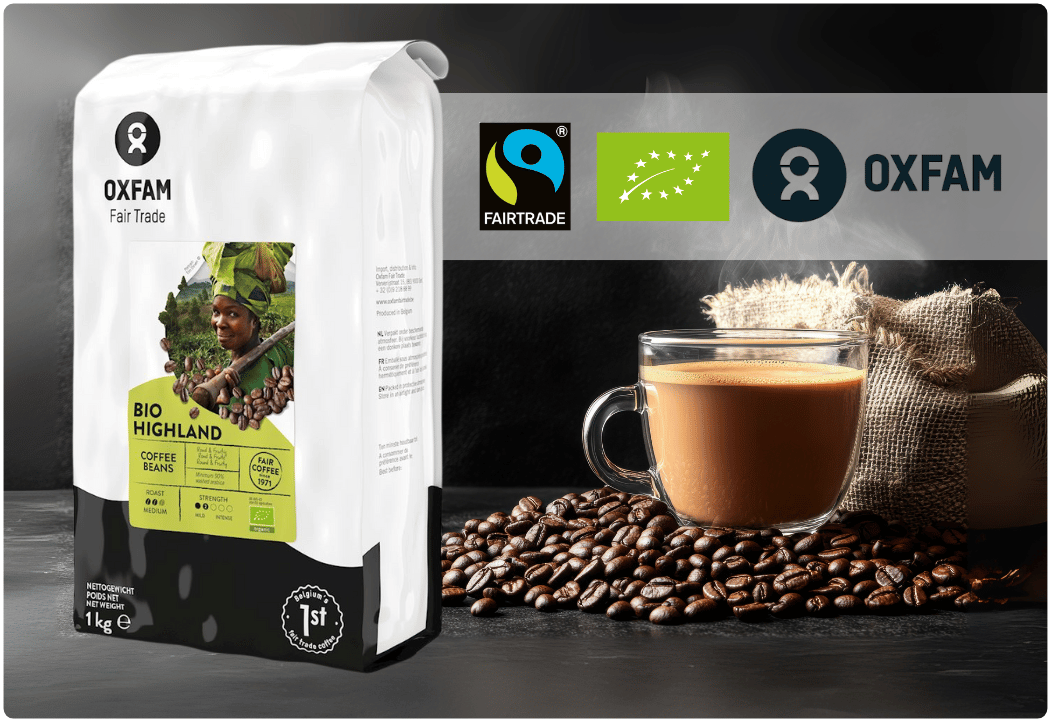 Kawa Ziarnista Ekologiczna Arabica Robusta 1 kg Fair Trade OXFAM