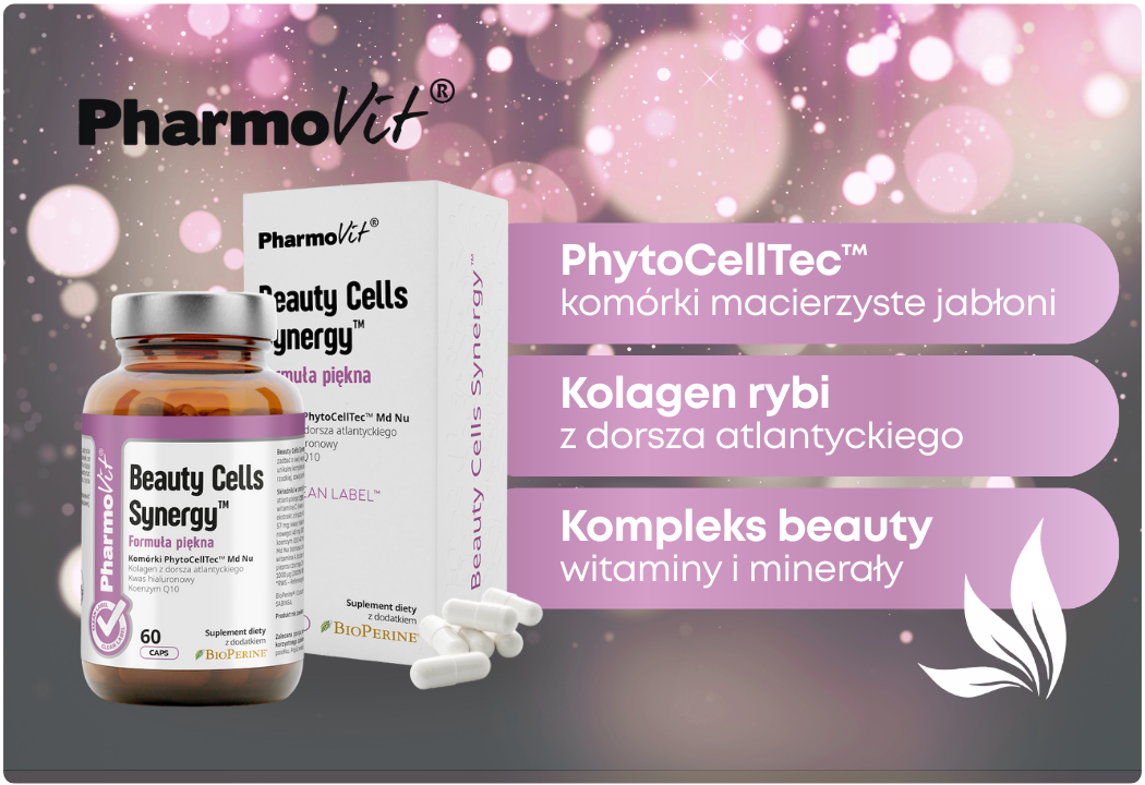 Beauty Cells Synergy™ Formuła Piękna Kolagen Rybi Kwas Hialuronowy Koenzym Q10 (60 kaps) Pharmovit