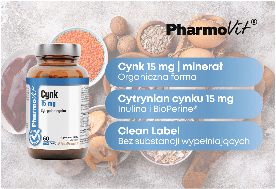 Cynk 15 mg Inulina BioPerine 60 kaps Pharmovit