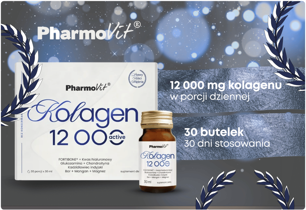 Kolagen Wołowy 12 000 mg Active Biotyna Niacynamid Witamina C (30 butelek x 30 ml) Pharmovit