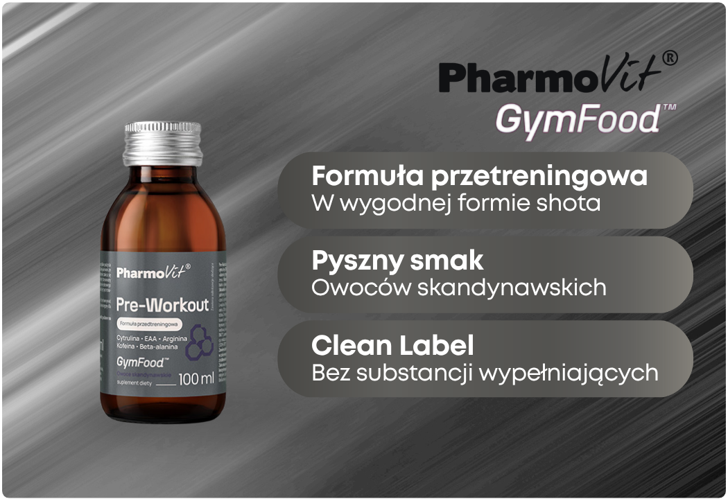 Pre-Workout Formuła Przedtreningowa o Smaku Owoców Skandynawskich Płyn 100 ml Gym Food Pharmovit