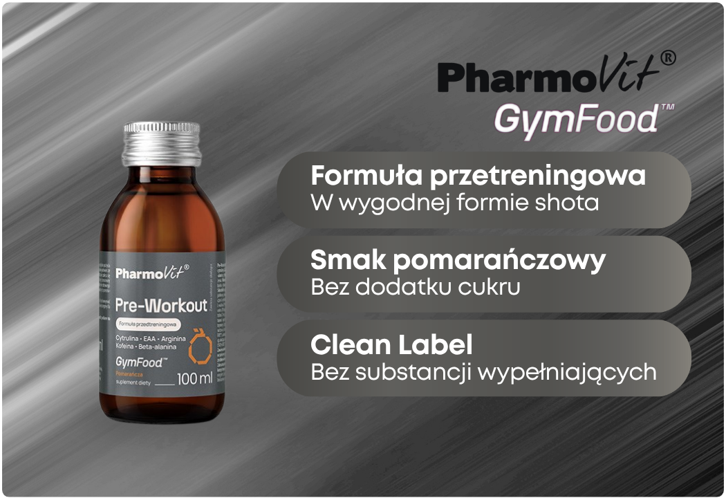 Pre-Workout Formuła Przedtreningowa o Smaku Pomarańczowym Płyn 100 ml Gym Food Pharmovit