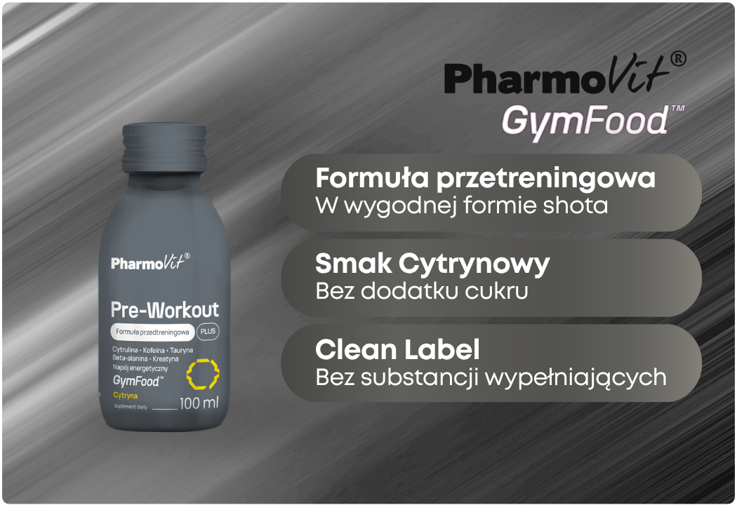Pre-Workout Plus Formuła Przedtreningowa o Smaku Cytrynowym Płyn 100 ml Gym Food Pharmovit