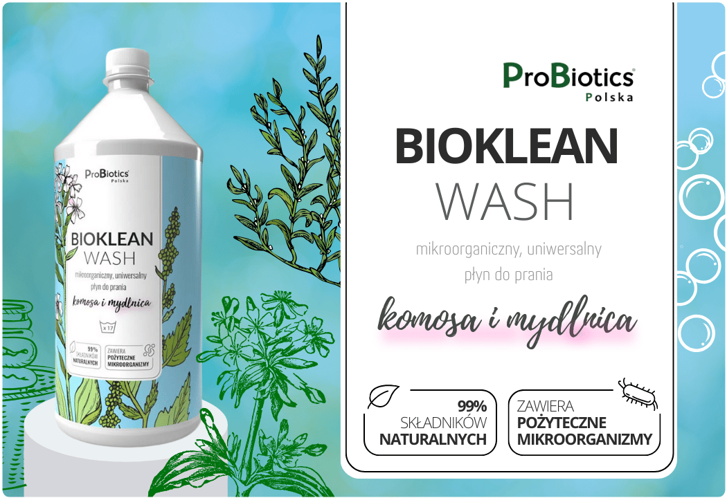 Płyn Uniwersalny do Prania Bioklean Wash Probiotyki Komosa Mydlnica (1000 ml) ProBiotics Polska