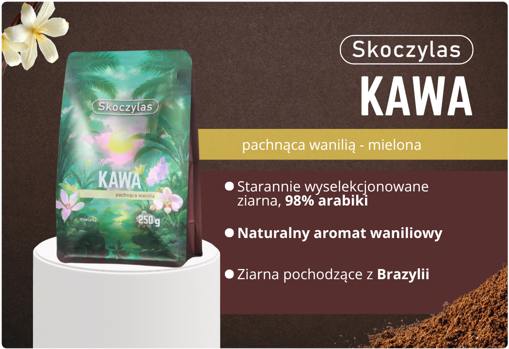 Kawa Pachnąca Wanilią Mielona 98% Arabica 250 g Skoczylas