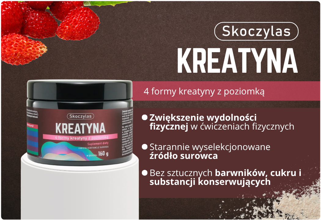 Kreatyna 4 Formy Kreatyny z Poziomką Proszek 160g Skoczylas