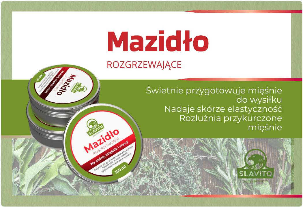 Mazidło Rozgrzewające Maść Ziołowa na Skórę Mięśnie Stawy 150 ml Slavito